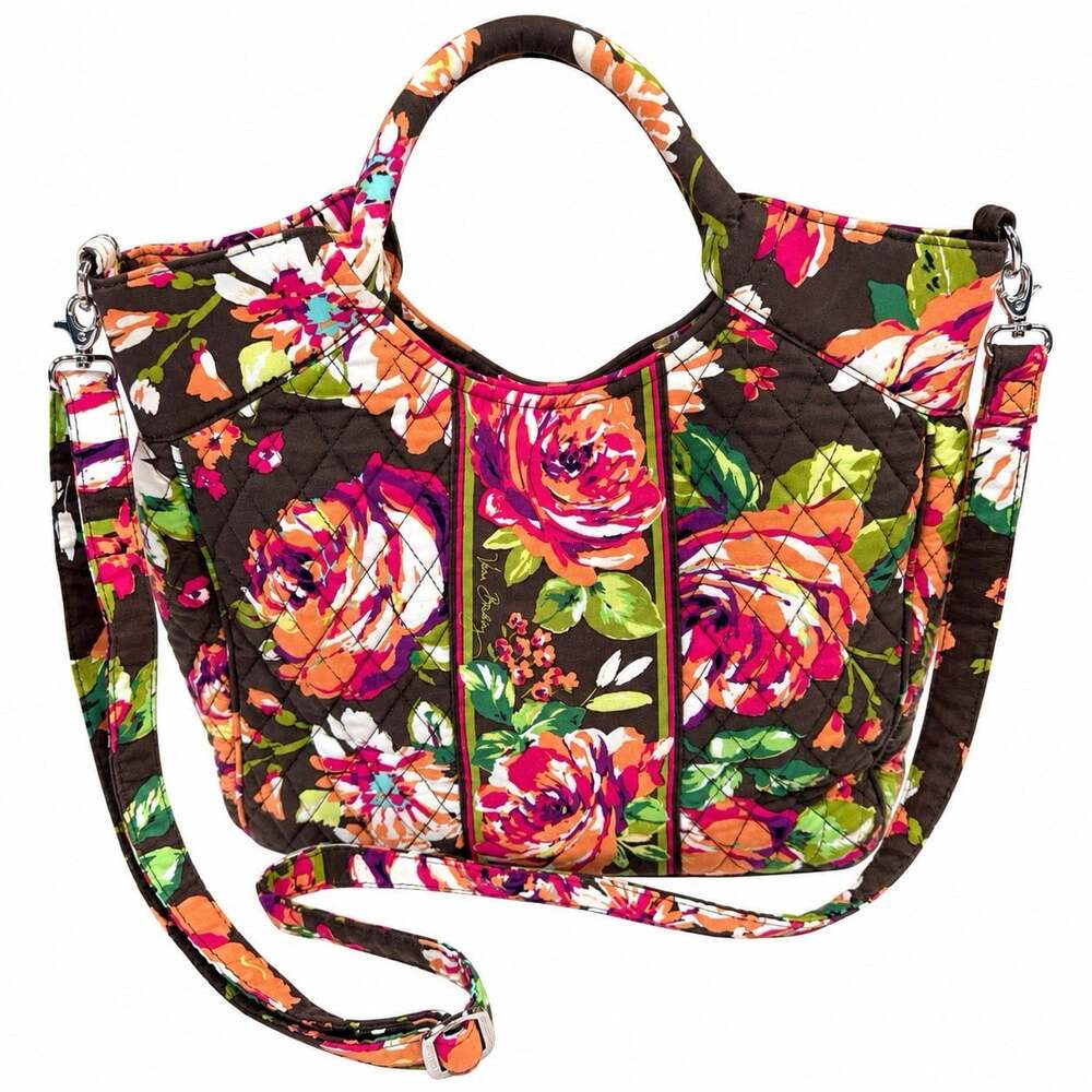 Vera Bradley English Rose Two Way Quilted Tote Crossbody Double Handles